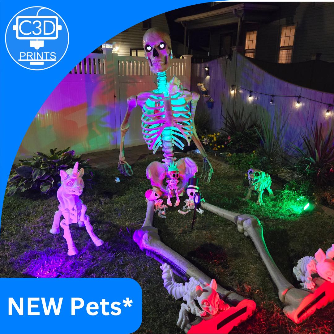 Massive 3D Printed Skeleton Animal Figure: Halloween Decor