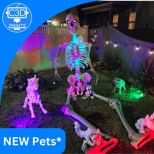 Massive 3D Printed Skeleton Animal Figure: Halloween Decor