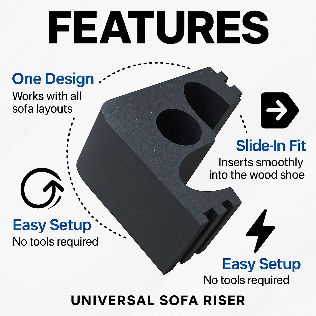 Shoe Riser: 3-4in compatible with Lovesac Wood Shoes